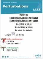 D&eacute;viation ligne de bus 50 Agglo du 17 au 21 juin 2026