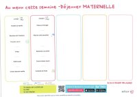 Menus de la cantine de l'école maternelle © Elior Menus de la cantine de l'école maternelle
